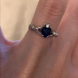 Blue Stone Claddagh Ring